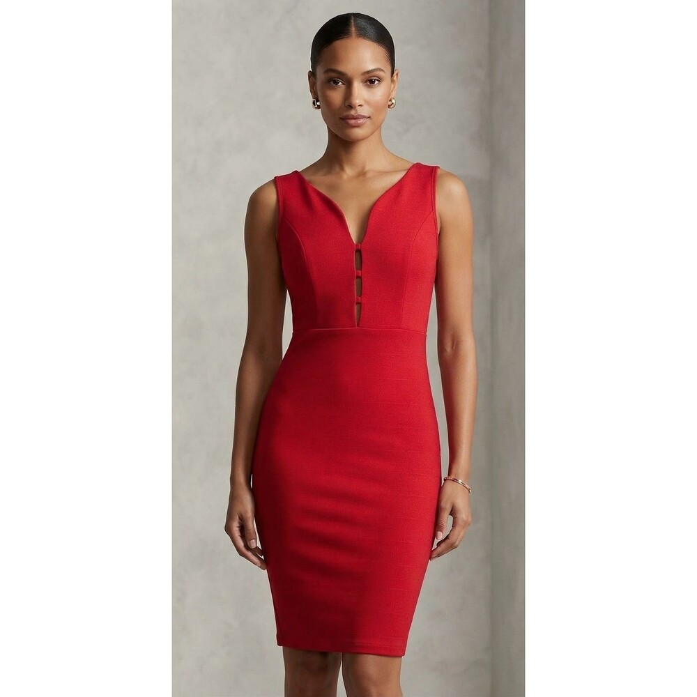 Love J Red Bandage Dress Plus Size 3X Cutout Keyhole Bodycon Cocktail Party New